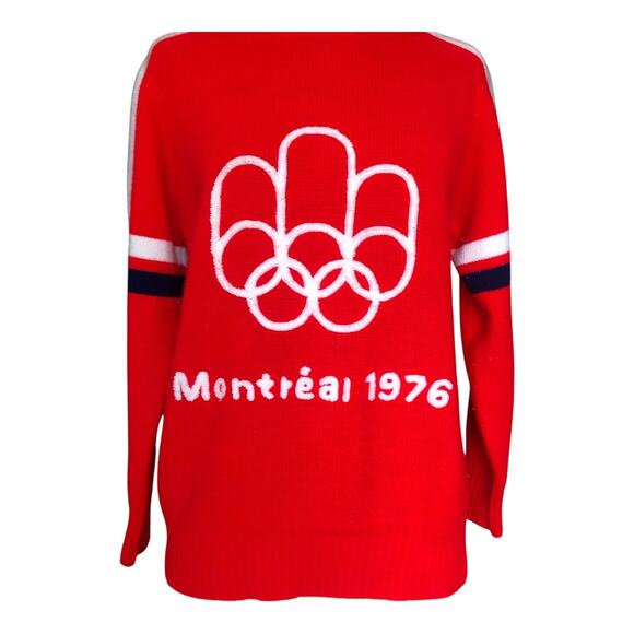 Vintage Mr. Love Livible Knits Montreal Olympics 1976 Sweater Red Acrylic Medium - Picture 2 of 8